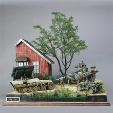 13pcs 1/35 Scale Military Building Model Kits DIY Accessories World War II Gerrman Soldier Shelter House Wood Cabin Model Kits