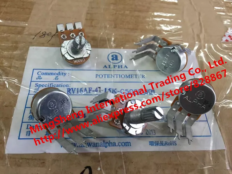 Original new 100% import F RK125G double potentiometer B20K B100K C100K long handle 15MM round long footsteps (SWITCH) gold light switch