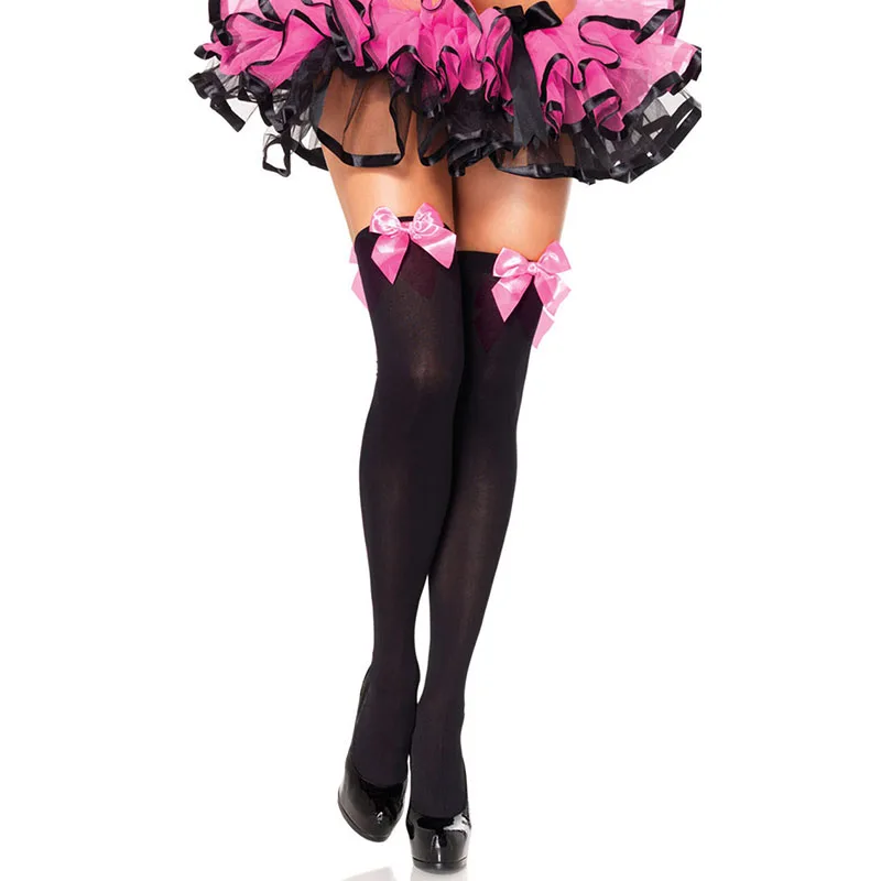 Women Thigh High Stockings Sexy Bow Solid Color Long Sock Nylon Silk Stockings Baby Girl Lolita High Quality Over The Knee Socks