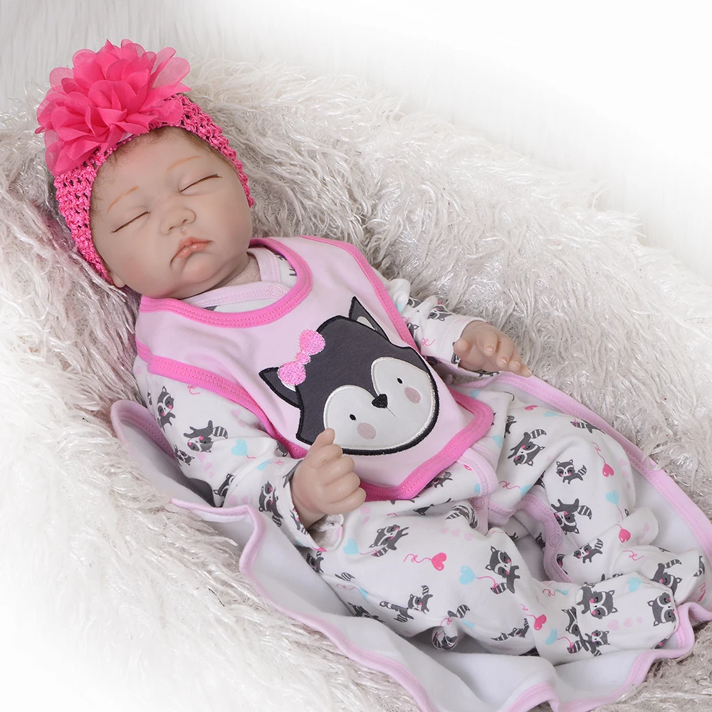 DollMai brand reborn baby sleeping dolls 22inch 55cm soft body silicone
