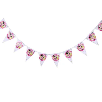 

Cartoon Minnie Mouse Party Set Child Baby Birthday Holiday Flags Pennant Paper Cup Candy Box Birthdays Party Decoration Supply