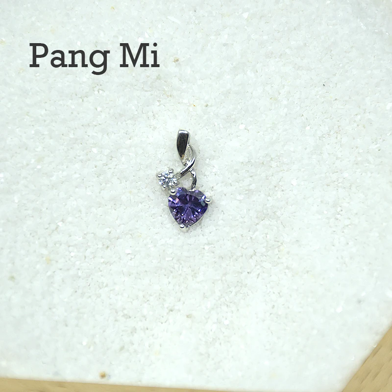Pangmi фиолетовый циркон Вишня сердце дизайн 925 серебряный DIY Мода jewlery кулон для