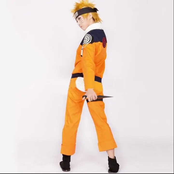 Аниме Cos NARUTO Uzumaki Naruto, карнавальный костюм для мальчиков и девочек, костюмы для шоу, японские костюмы с героями мультфильмов, топ+ штаны