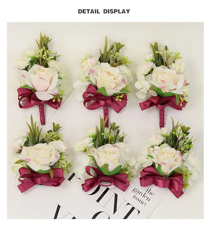 bridesmaid bracelet wedding corsage flowers roses artificial  (16)