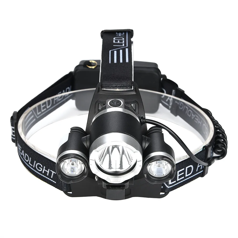 Excellent 15000LM 3x XM-L T6 LED +2LED Rechargeable 18650 Headlamp Head Light Torch Rechargeable Headlight 18350 Flashlight 4 Modes 6