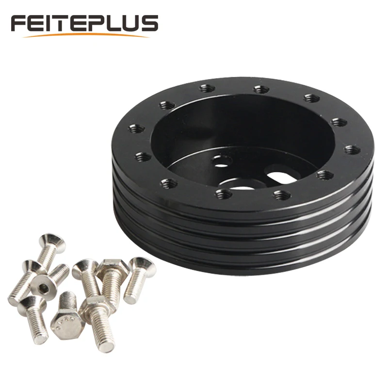 

0.5"/ 1" Hub For BMW Steering Wheel Spacer Aluminum Alloy 6-hole Turn 3-hole Steering Wheel Hole Adapter Kit Universal