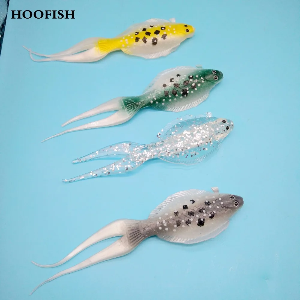 HOOFISH 5pcs/lot Soft Bait 8g/11cm 4colors Flatfish Fishing Lure