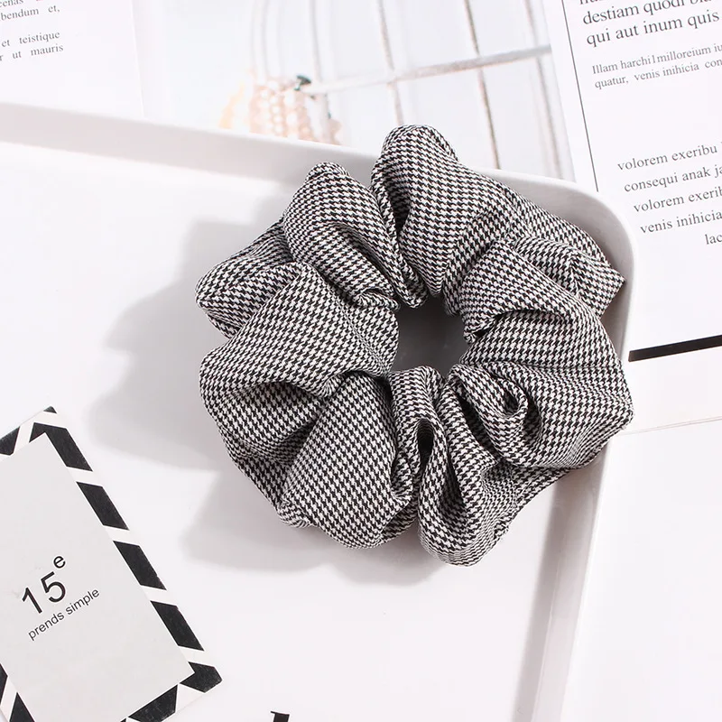 Cute Classic Scrunchie Stretch Headband Dot Plaid Scrunchies Women Elastic Hair Band Girls Hair Ties Striped Hair Accessories hair clips for fine hair