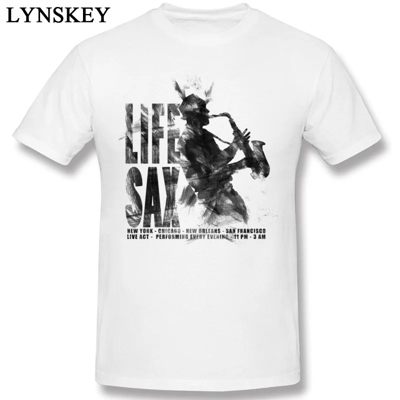 

2017 Popular Design Top T-Shirts Fall Pure Cotton O-Neck Tops & Tees Men's Life Sax Printing Short Sleeve Funny Tee-Shirts