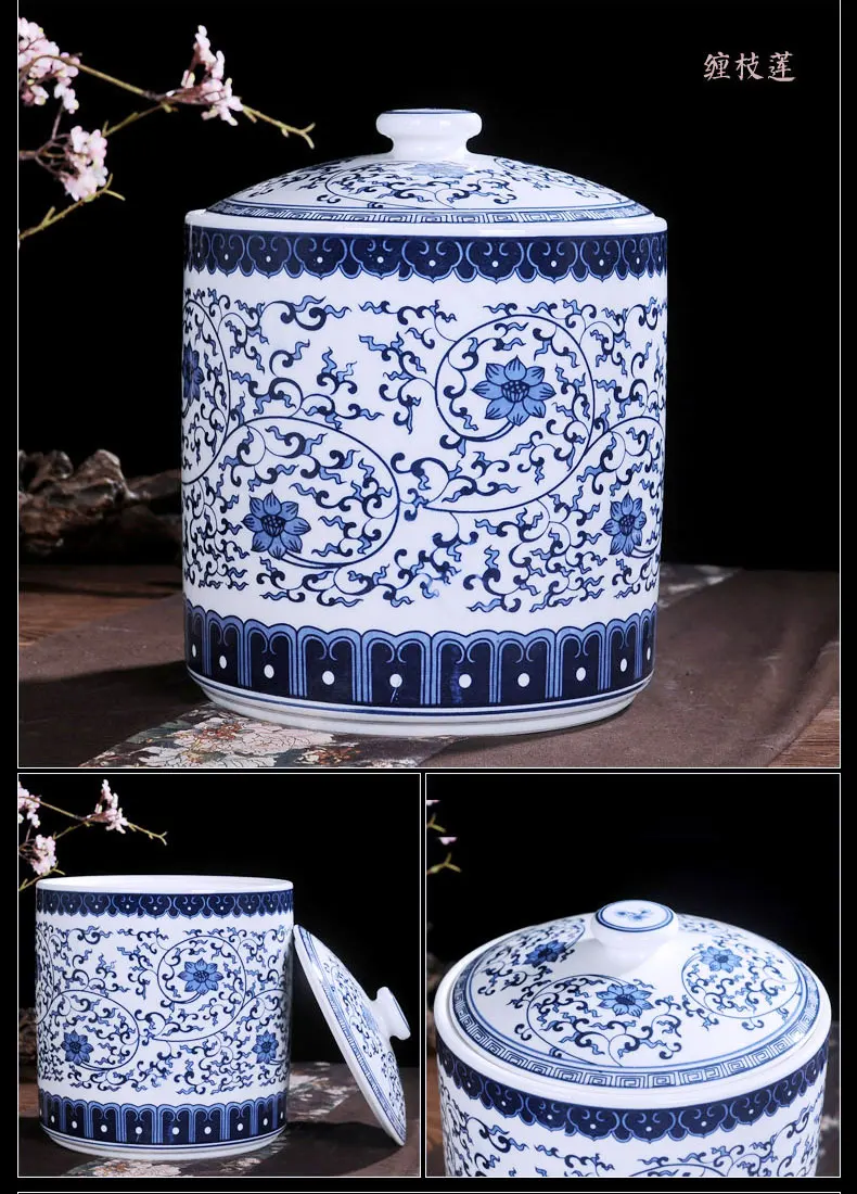 Chinese Jingdezhen temple jar vase ceramic porcelain ginger jar wedding gift antique jar pot blue and white (3)