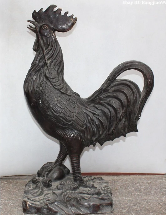 

007001 25" Chinese Fengshui Bronze Carving Wudu Spider Chicken Chook Animal Statue