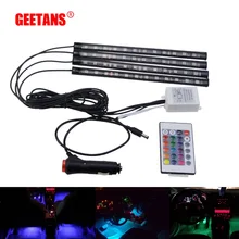 GEETANS стайлинга автомобилей 16 Цвета RGB музыка дистанционного Управление атмосфера огни за шт 48LED полосы света для всех автомобилей
