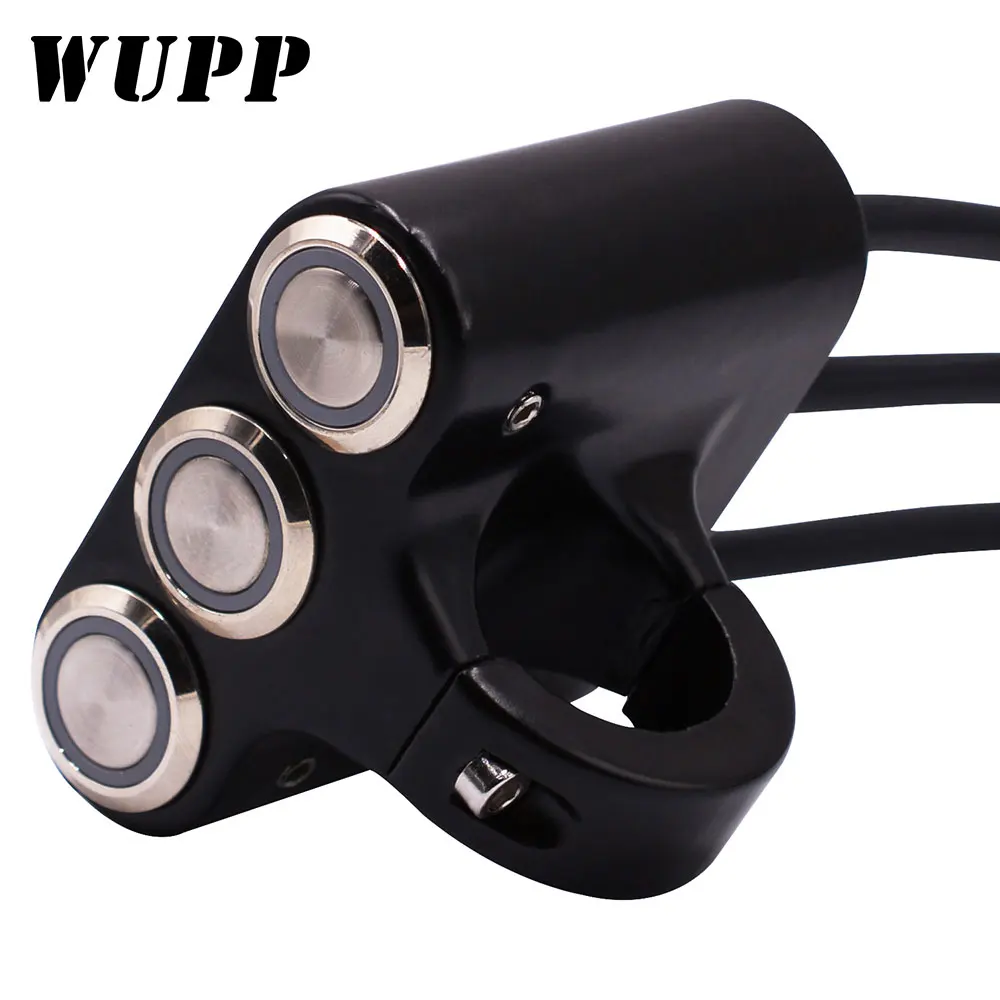 Baratos Interruptor de manubrio universal de motocicleta WUPP antiniebla DE MONTAJE EN bocina interruptor de arranque de potencia de aluminio con indicador para Yamaha
