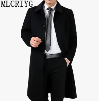 

MLCRIYG Plus Size M-4XL New Fashion 2019 Winter Wool Coat For Men Long Warm Jacket Male Windbreaker casaco social masculino 244