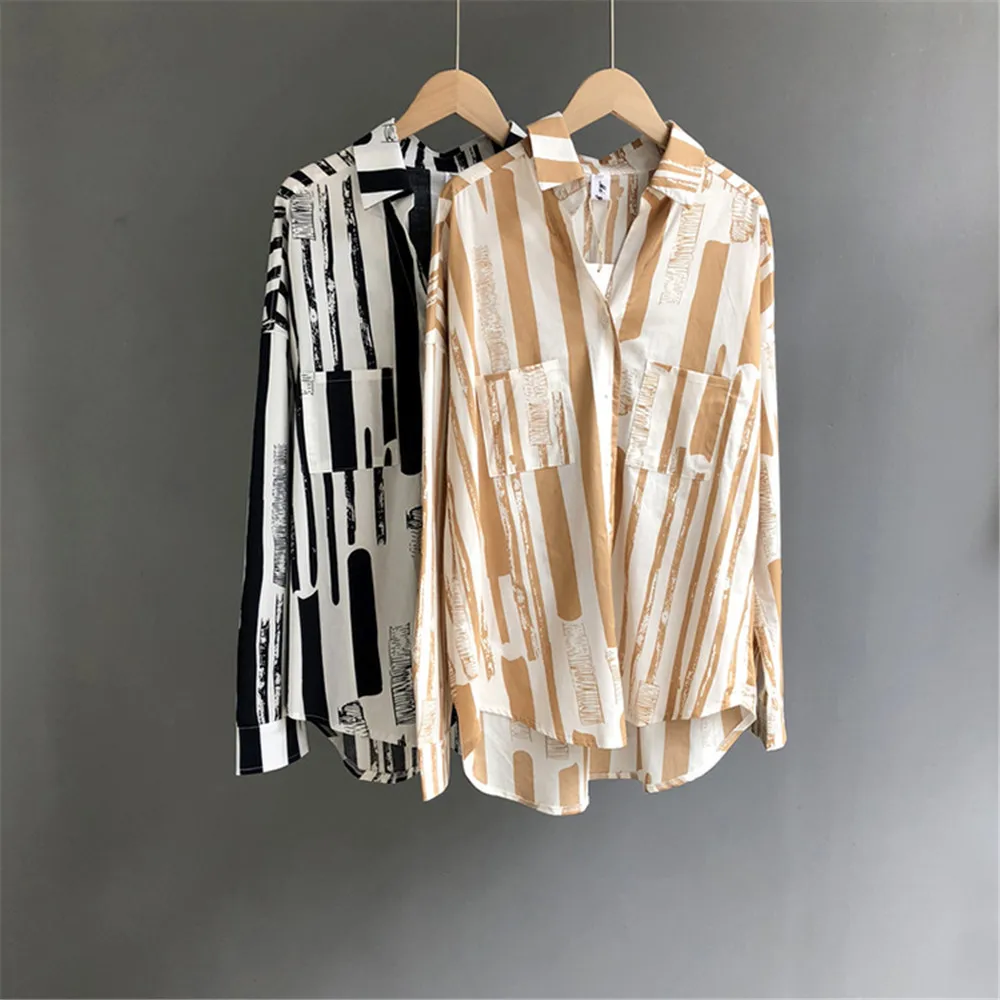Autumn Striped Blouse Women 2018 Blusas Loose Slim Fit Long Sleeve Campus Shirts Fashion Top All Match For Women's Blouses  (1)