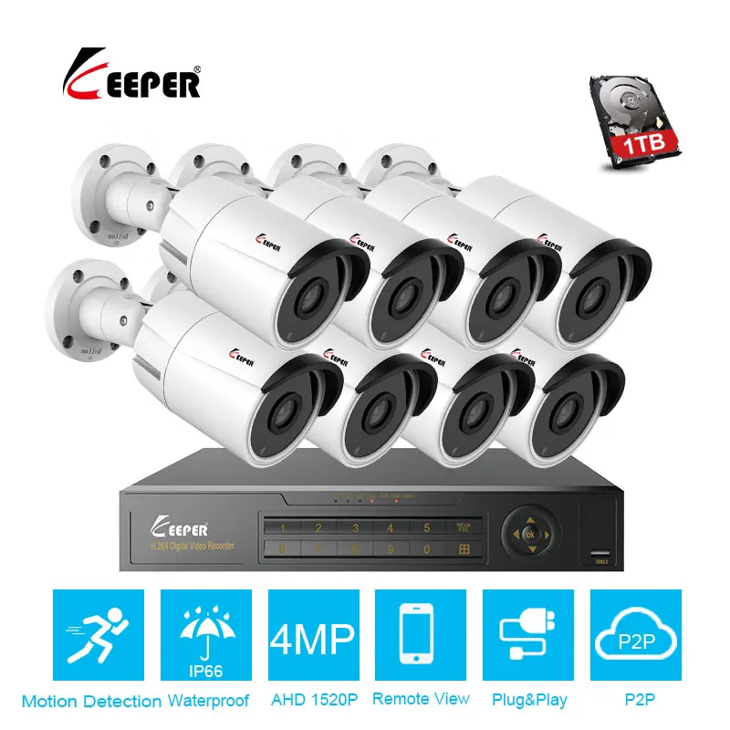 

4MP AHD 8CH CCTV System 1080P HDMI DVR 4.0MP 2592*1520P Outdoor Weatherproof CCTV Camera Home Security System Surveillance Kit