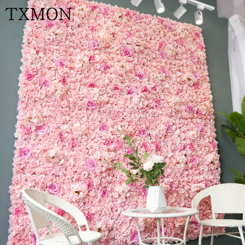 

TXMON High quality 45*65cm silk rose artificial flower wedding decoration flower wall romantic for wedding background decoration