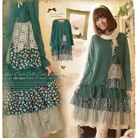 Japanese Spring Mori Girl Dress Women Casual Vintage Patchwork Cotton Plad Pattern Long Sleeved Cute Female Vestido Dresses C237