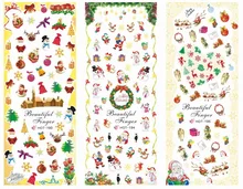 3 folha/lote floco de neve elk papai noel grande folha transferência de água etiqueta acessórios festa natal Hot193-195