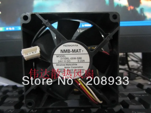

For NMB 8025 24V 0.22A 3110RL-05W-S86 8CM4 line four-wire inverter cooling fan