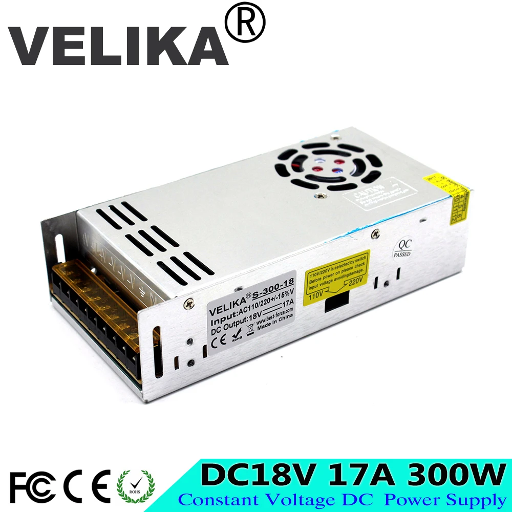 

adjustable power supply DC18V 17A 300W Switching Switch Led Driver Transformer 110V 220V AC-DC 18V USP For CNC CCTV Motor Strip