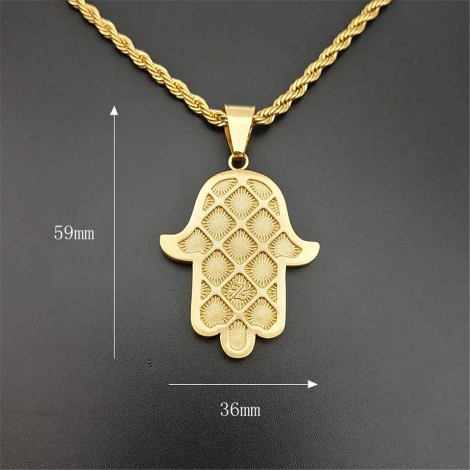 Hamsa Мужская рука из нержавеющей стали подвеска Фатима и цепочка золотого цвета