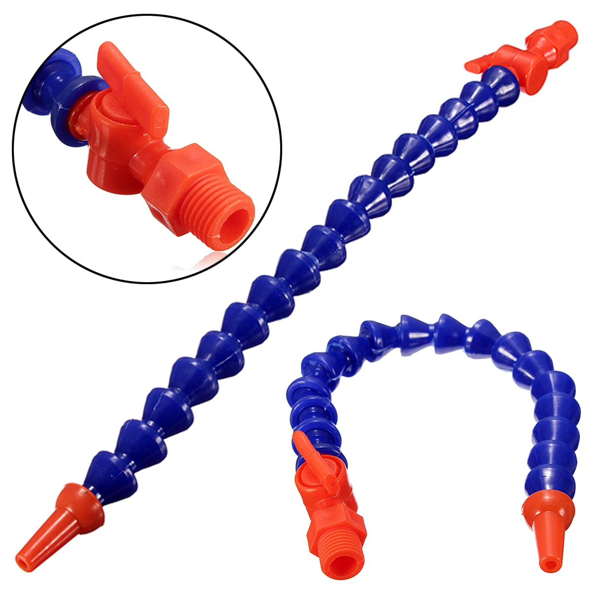 Flexible Oil Coolant Hose 300mm Round Nozzle Plastic Water Oil Coolant Pipes with Switch For Lathe CNC Machine Mayitr