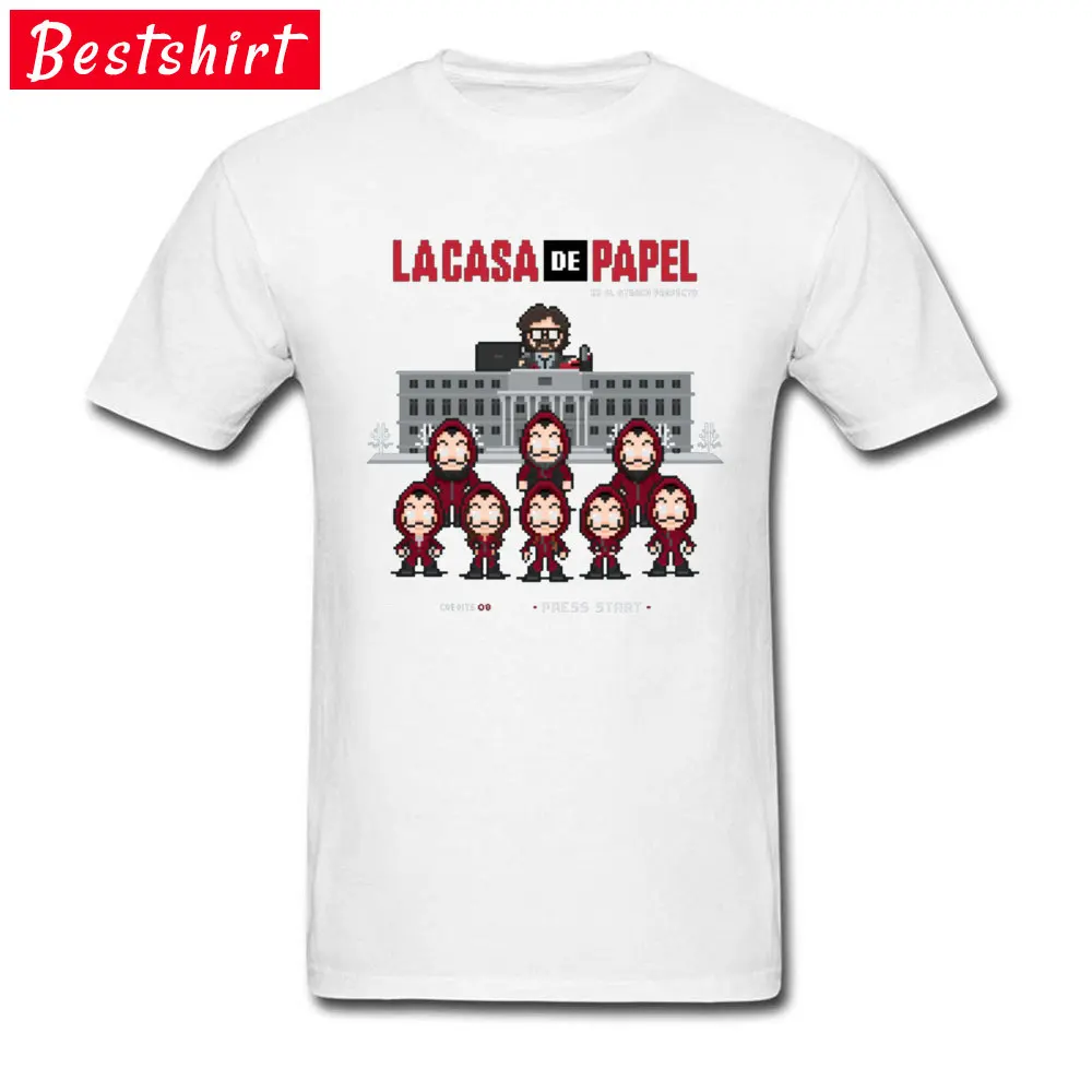 Gift Casual Summer/Fall 100% Cotton O-Neck Men Tops Shirt comfortable T Shirt Brand Short Sleeve T-Shirt Drop Shipping La casa de papel  12415 white