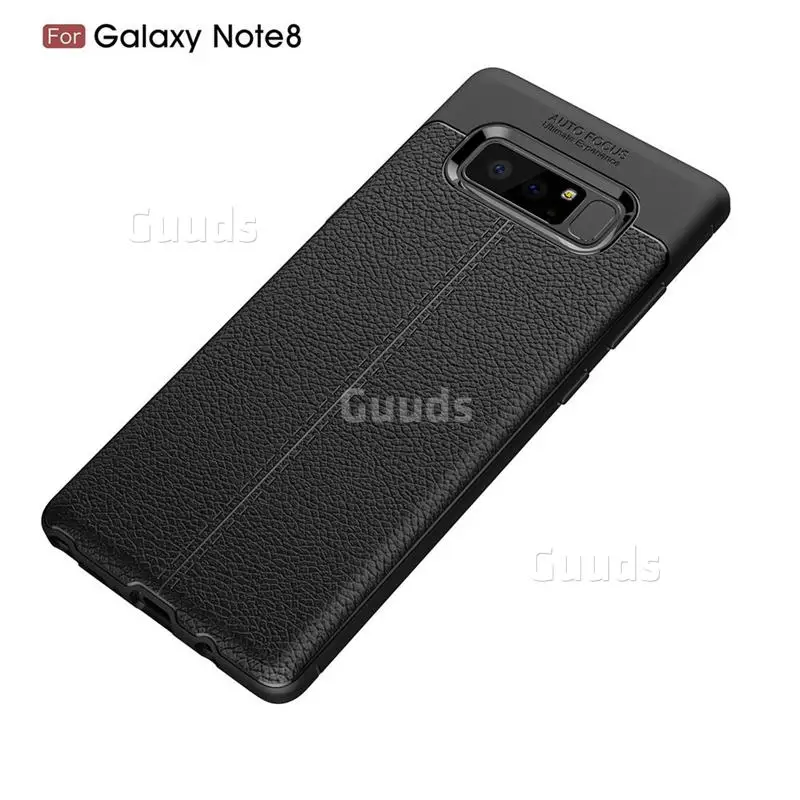 Luxury Auto Focus Litchi Texture Silicone TPU Back Cover for Samsung Galaxy Note 8 - Black