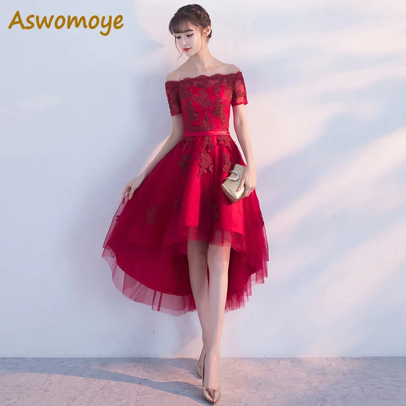 Женское вечернее платье Aswomoye с коротким передом и длинной спинкой 2018|robe de soiree|robe
