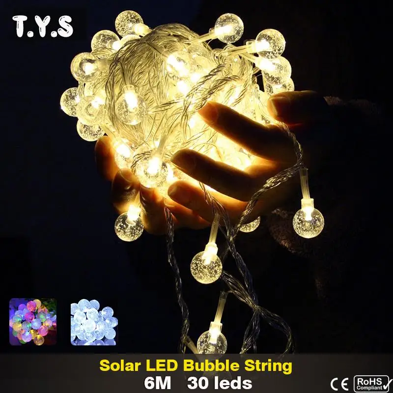 

Solar Crystal Ball LED String Light 30 leds Globe Bulb Waterproof Outdoor Lighting String Fairy Garden Hallowen Decor Light Lamp