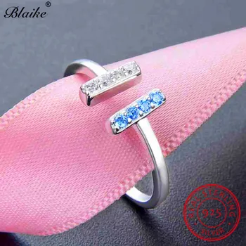 

Blaike Minimalist Female White Blue Sapphire Open Rings For Women Real s925 Sterling Silver Thin Ring Zircon Fine Jewelry