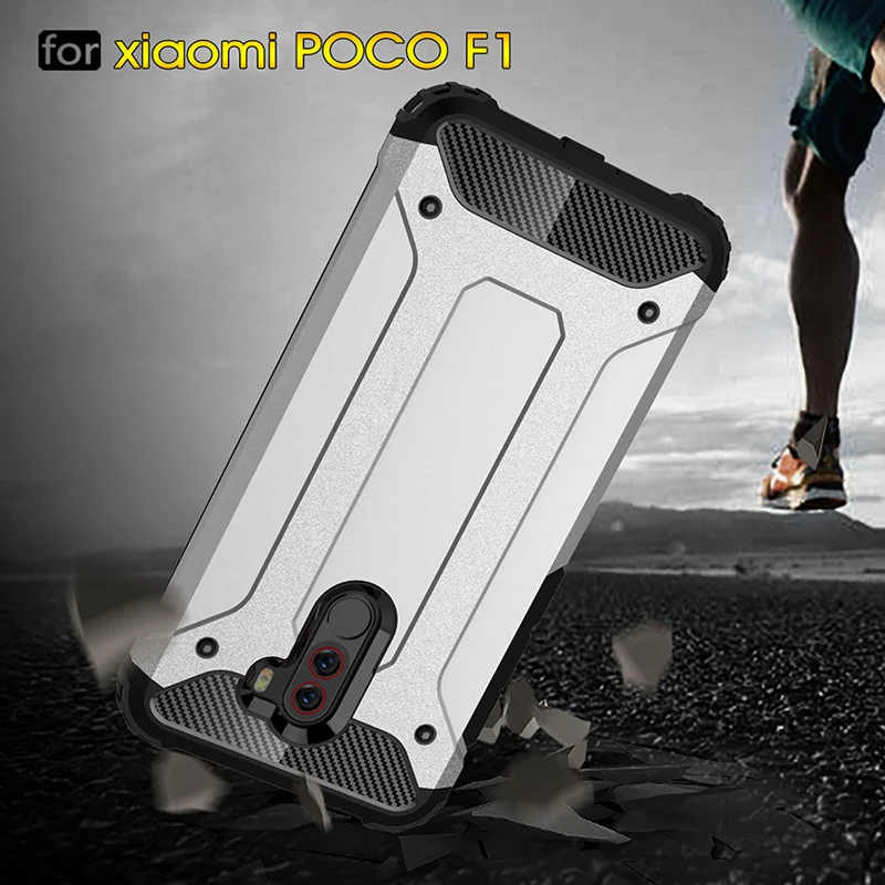 

Soft Silicon + PC Hard Armor Anti-knock Back Cover Case For Xiaomi Pocophone F1 Poco F1