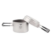 Keith 2PCS Titanium Pot Set Titanium Cookware Outdoor Camping Picnic Pot Set Cookware Pot + Frying Pan toaks 1600ml cookware set ultralight titanium pot frying pan outdoor camping titanium bowl titanium cup picnic