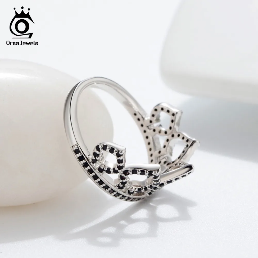 ORSA JEWELS, дизайн покера, медное кольцо для женщин в форме лопаты, кольцо с короной, Красный AAA CZ, стильные новые оригинальные ювелирные изделия, корейское кольцо OR196