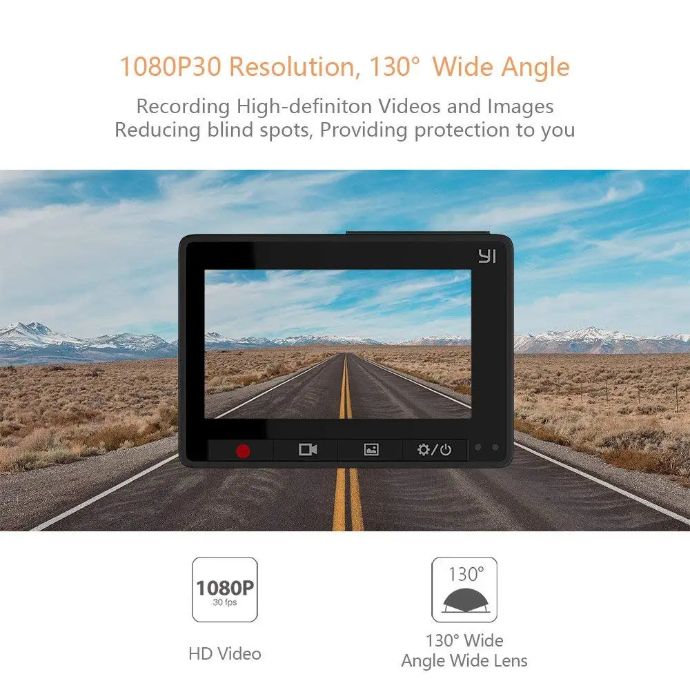 Автомобильный видеорегистратор YI Compact Dash Camera | Разрешение 2.7K | Широкий угол обзора 130° |