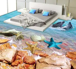 [Самоклеящиеся] 3D Starfish дельфины море 2 Нескользящие водостойкие фото самоклеящиеся напольные наклейки обои фрески принт