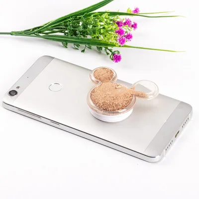 Pocketsocket милый Блестящий зыбучий песок Finger Grip держатель телефона для IPhone X samsung карманная розетка Air Bag сотовый кронштейн клип стенд - Цвет: Золотистый