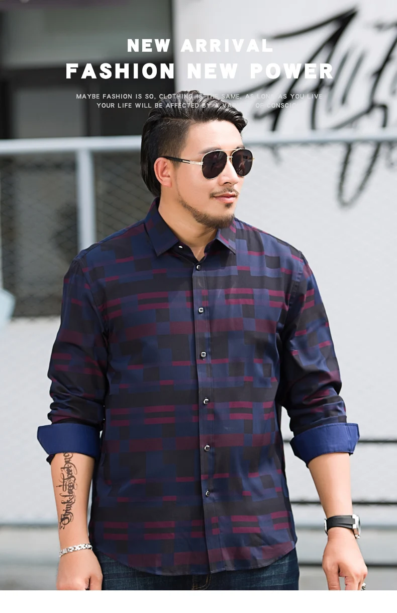 Большие размеры 8XL 7XL 6XL 5XL бренд 2018 Новый Рубашка в полоску Для мужчин повседневные рубашки Высокое качество Костюмы Для мужчин платье в