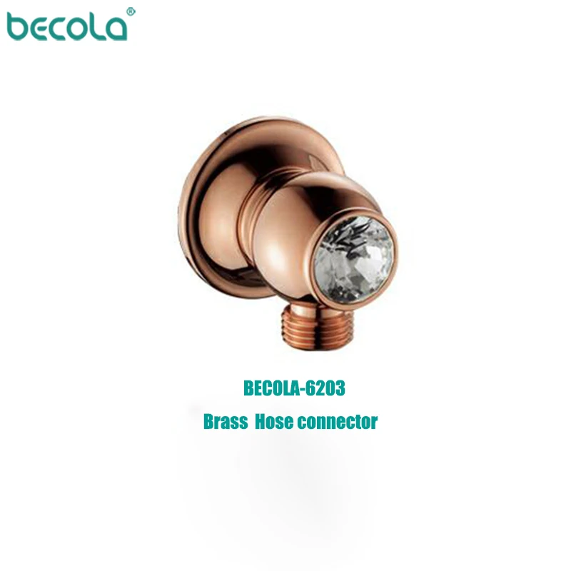 BECOLA High Quality New Chrome Bathroom Faucet Accessories Rose Gold Brass Wall Mounted Shower Hose Connector Wall Elbow Unit
