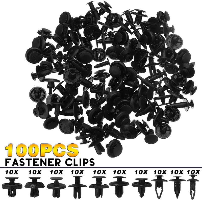 

100Pcs Mixed Fastener Clip Universal Mixed Auto Fastener Car Bumper Clips Retainer Car Fastener Rivet Door Panel Liner for all