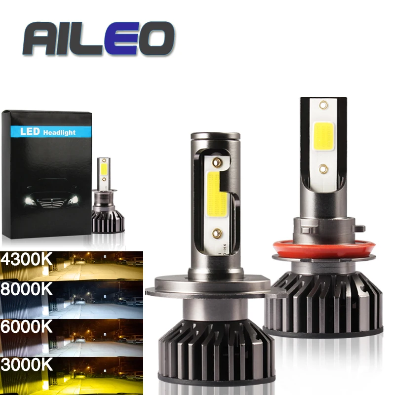 Автомобильная фара AILEO 9012 светодиодный H4 LED H7/H8/9005/H3/H16(JP)/H11/H1/H9/9006 72W 8000LM 8000K 12V