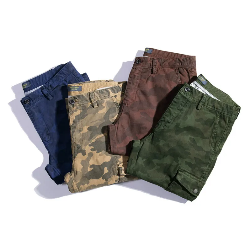 

2019 High Quality Men's Cargo Pants Casual Loose Multi Pocket Military Pants Long Trousers for Men army Camo Plus Size G3535