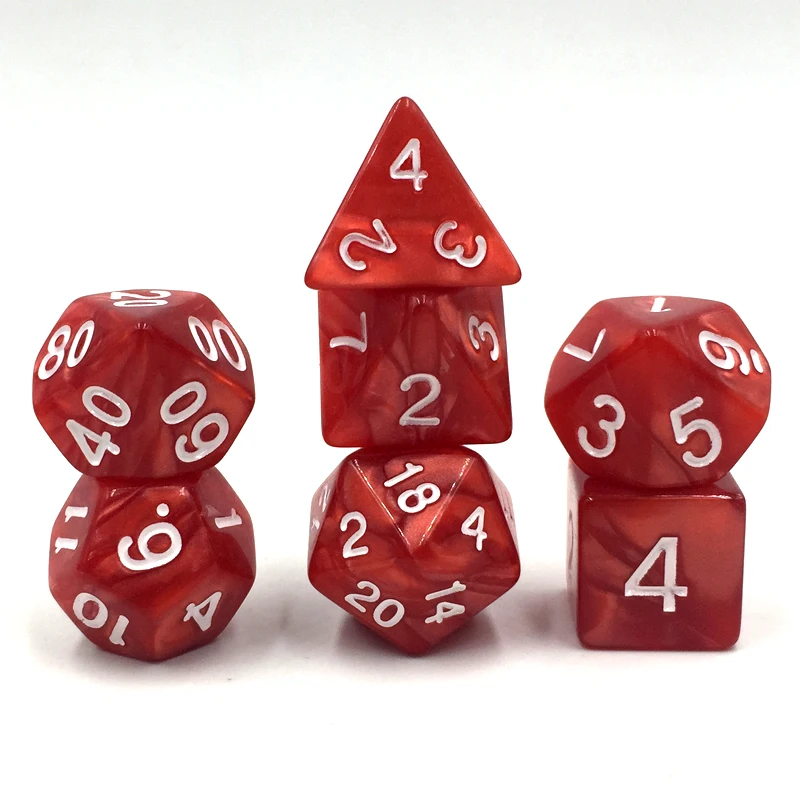 Игральные кости Rollooo жемчужные ролевые кости 7 штук D4 D6 D8 D10 D% D12 D20