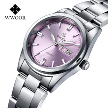 Top Marque De Luxe En Acier Plein Dames Imperméables Sport Montres Mode Auto Date Quartz Montre-Bracelet pour Femmes relogio feminino