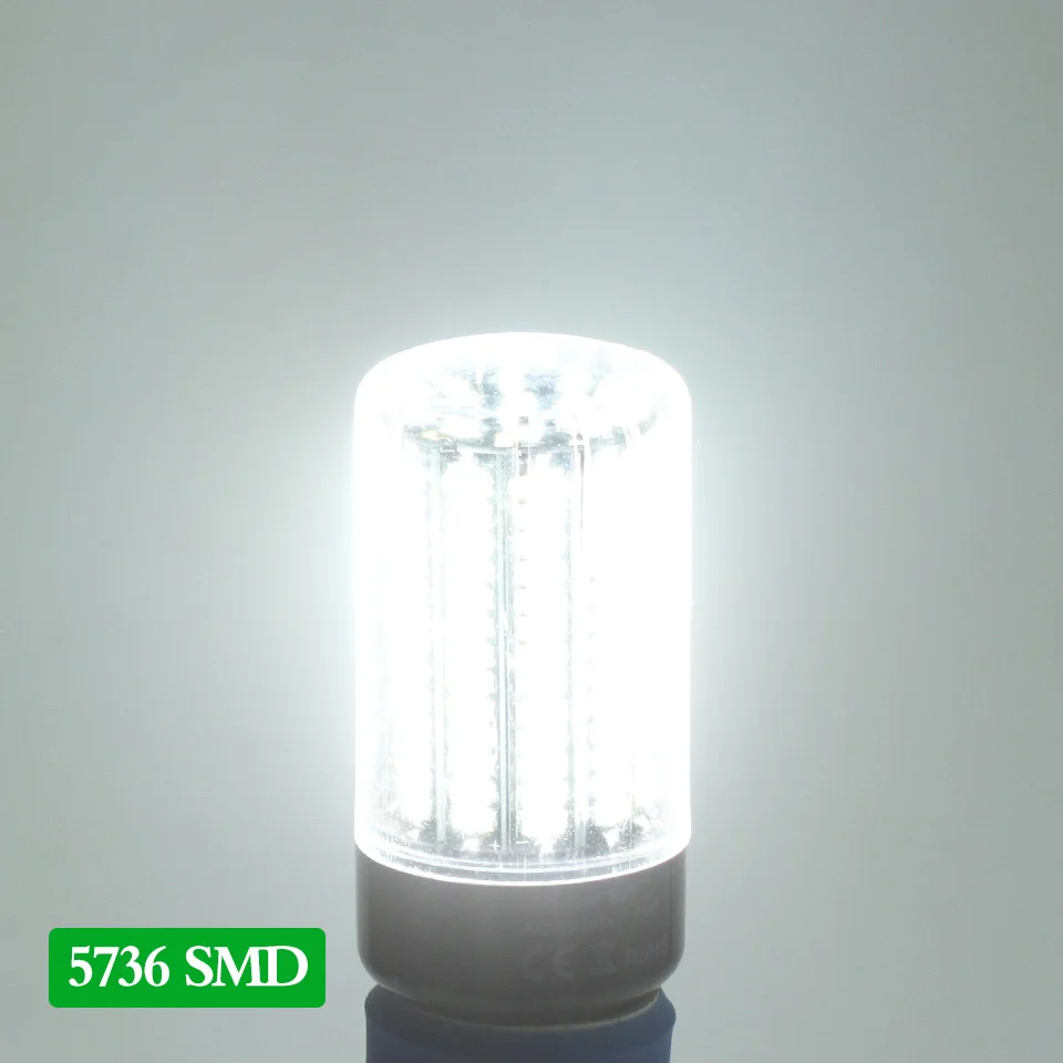 Люменов без мерцания 5736 SMD E27 E14 3,5 Вт 5 Вт 7 Вт 8 Вт 12 Вт 15 Вт Светодиодный светильник-кукуруза 85 В-265 в постоянный ток 28-156 светодиодный s лампа