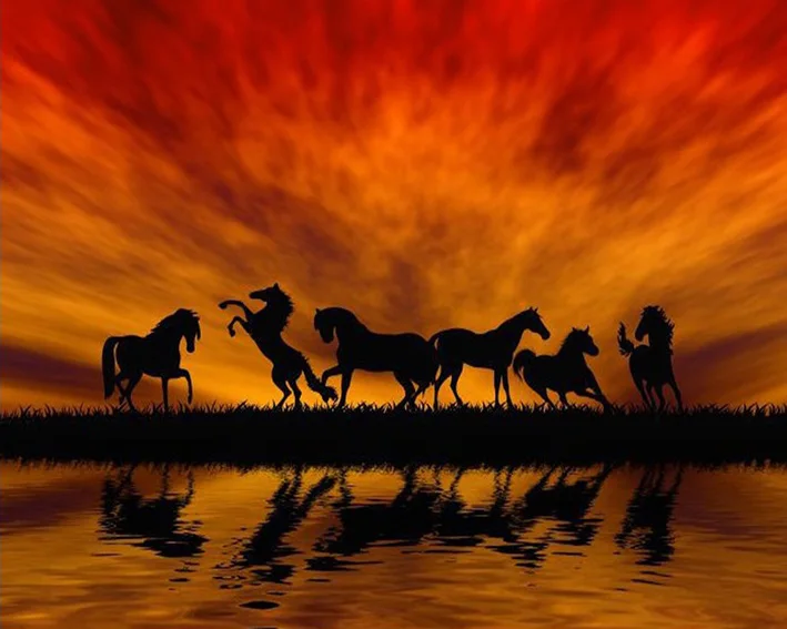 Алмазная краска ing Horse масляная DIY 3D вышивка закат лошадь беговые наборы