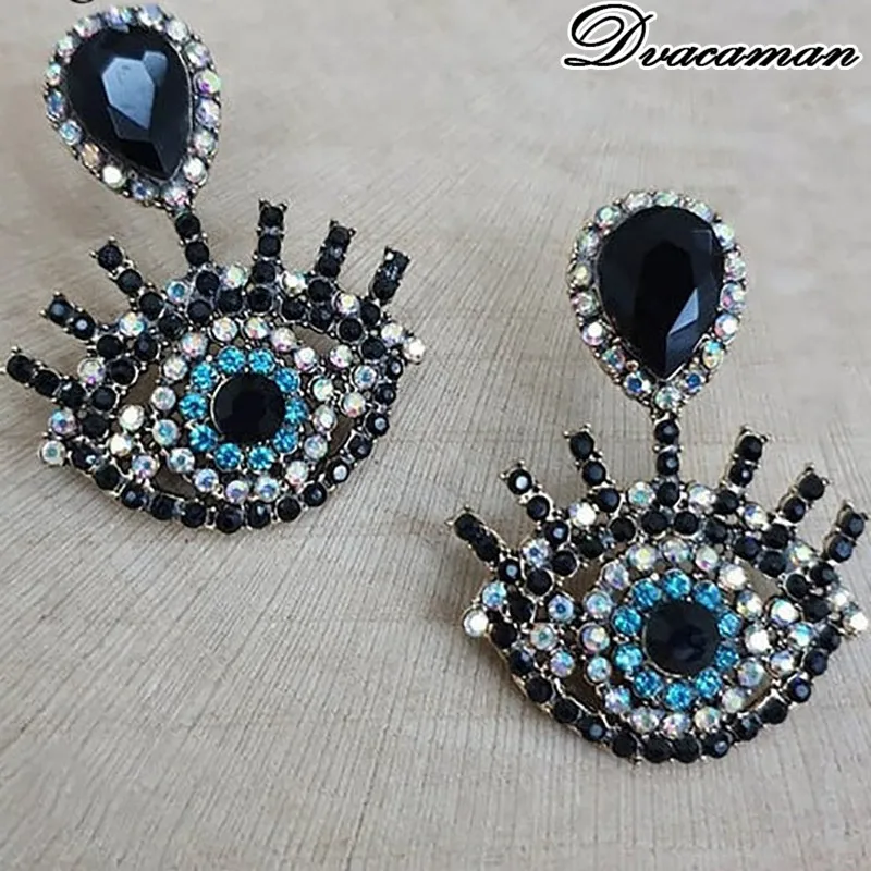 

Dvacaman 2019 New Trendy Designs Eyes Crystal Drop Earrings Women Handmade Rhinestone Statement Earrings Wedding Jewelry Brincos