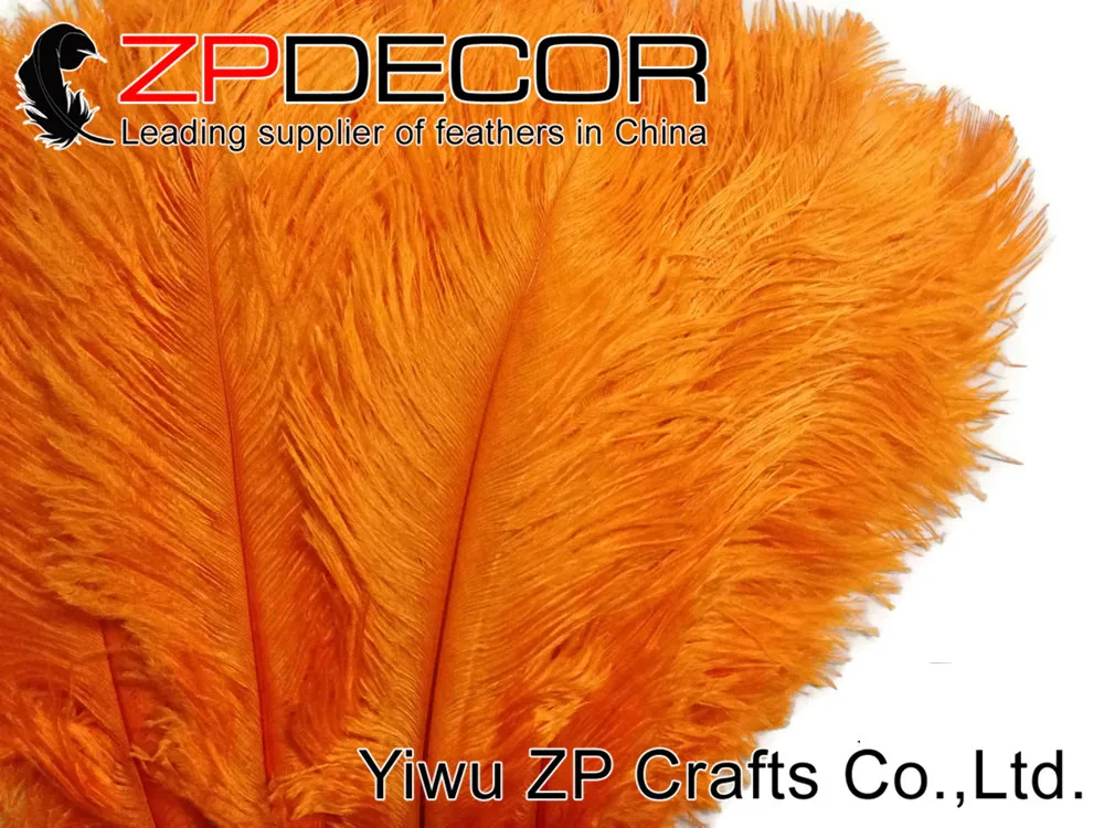 USA Ostrich Feathers, 10 Pieces - ORANGE Ostrich Plumes Dyed Drabs 6-8