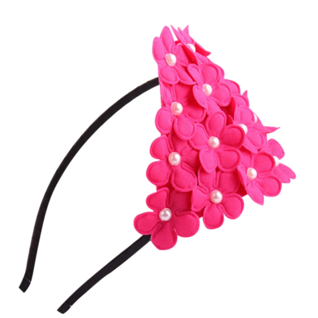 Младенческой Дети ободки для девочек милые Hairband Бутик лепесток цветка Головные уборы с жемчугом волосы для куклы заколки fille enfant - Цвет: HT